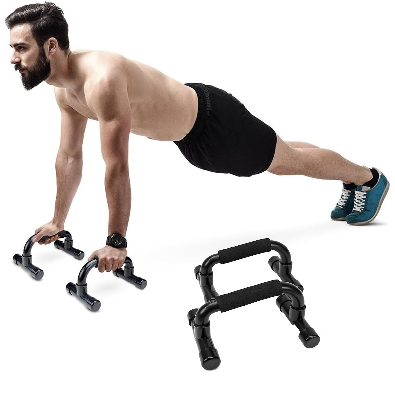 Maximise Upper Body Gains with Push-Up Bars – Anti-Slip, Wrist-Safe, Portable Design for Chest, Triceps & Shoulder Workouts – 8.66"x5.46"x4.33", 80kg Load