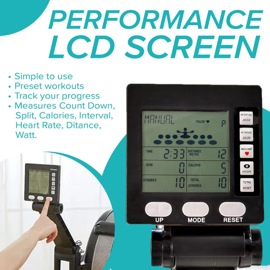 Silent Air Rowing Machine with Adjustable Resistance – Compact Foldable Frame, Smart Monitor & Ergonomic Seat for Home Gym Cardio Training