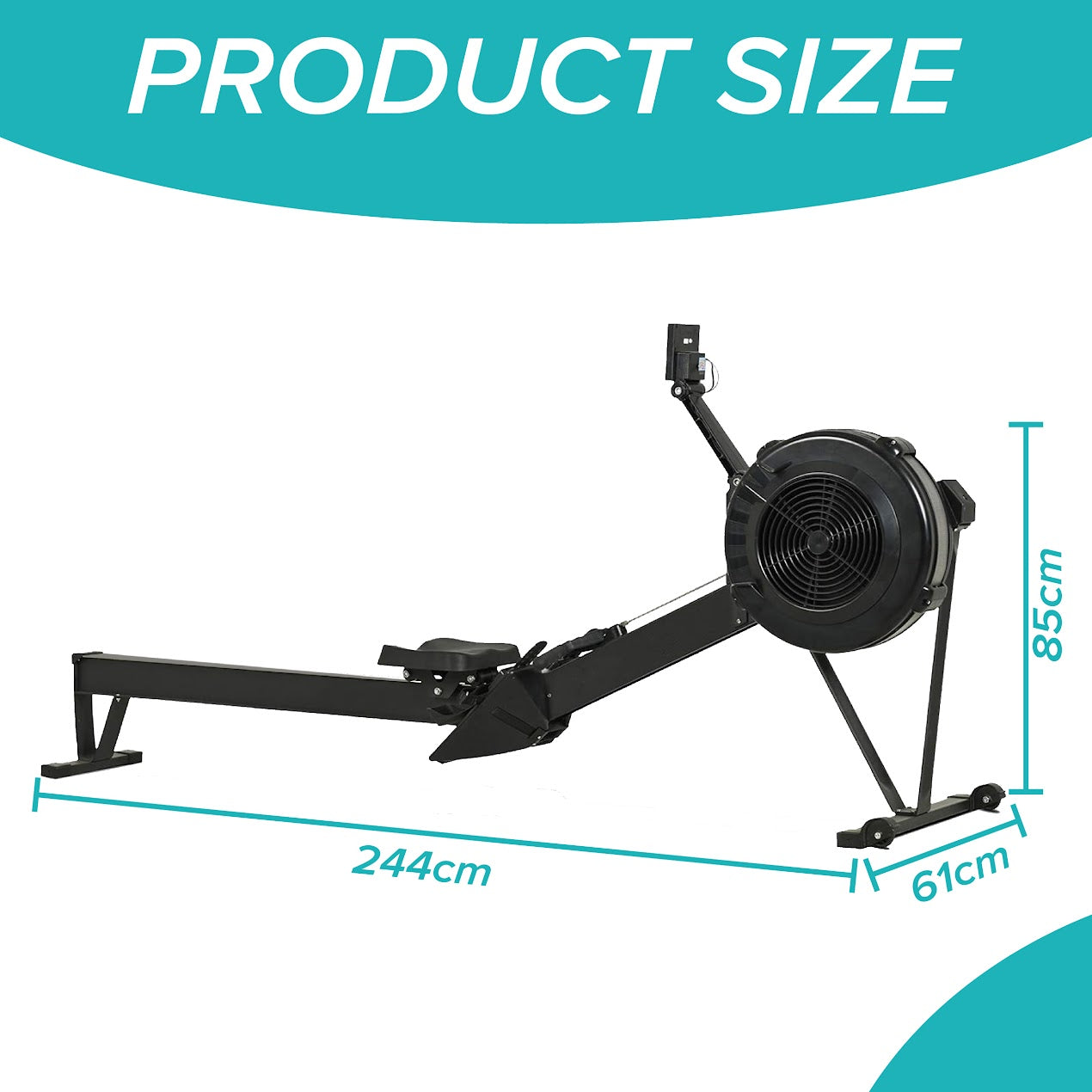 Silent Air Rowing Machine with Adjustable Resistance – Compact Foldable Frame, Smart Monitor & Ergonomic Seat for Home Gym Cardio Training