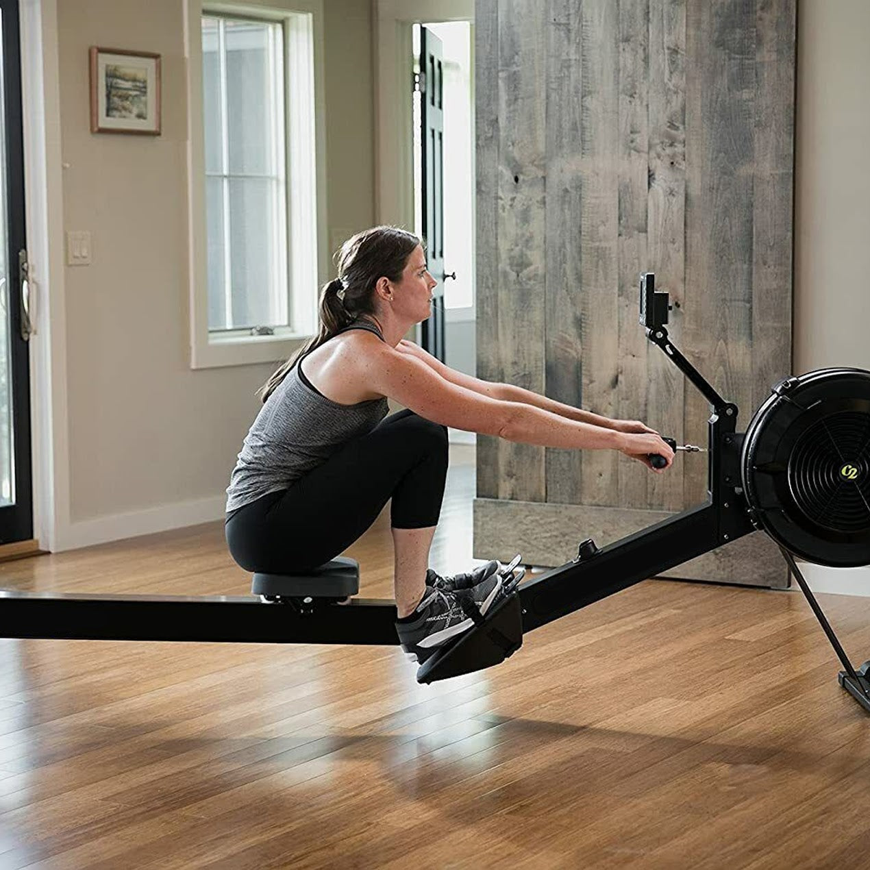 Silent Air Rowing Machine with Adjustable Resistance – Compact Foldable Frame, Smart Monitor & Ergonomic Seat for Home Gym Cardio Training