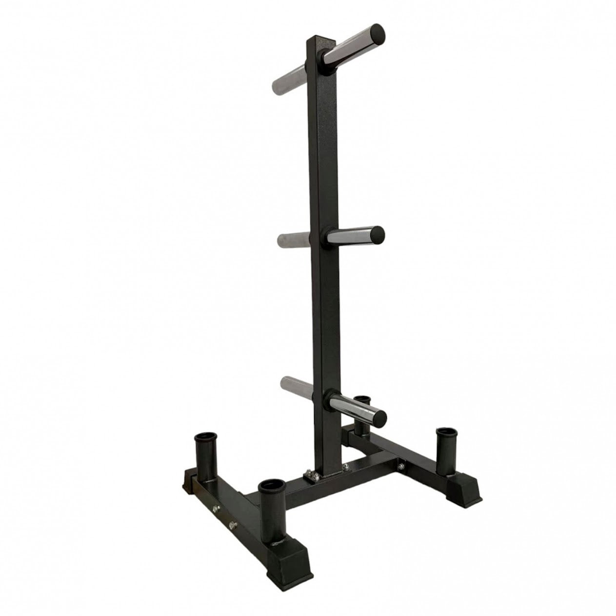 Premium 3 Tier Olympic Weight Tree and Bar Stand Heavy Duty 200kg Capacity Rack with Dual Barbell Holders Compact Scratch Resistant Gym Storage System