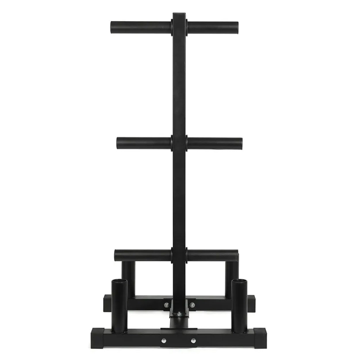 Premium 3 Tier Olympic Weight Tree and Bar Stand Heavy Duty 200kg Capacity Rack with Dual Barbell Holders Compact Scratch Resistant Gym Storage System