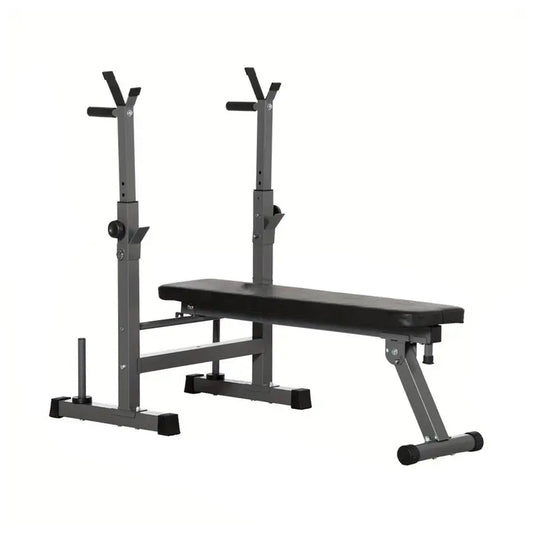 Foldable Adjustable Weight Bench with Dip Handles & Barbell Rack | Heavy-Duty Full-Body Strength Station for Press, Dips, Squats | Compact Home Gym Setup
