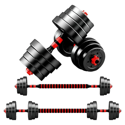 Adjustable Vinyl‑Coated Dumbbell & Barbell Set – 20 kg/25 kg/30 kg, 2‑in‑1 Strength Kit for Home Gym Workout