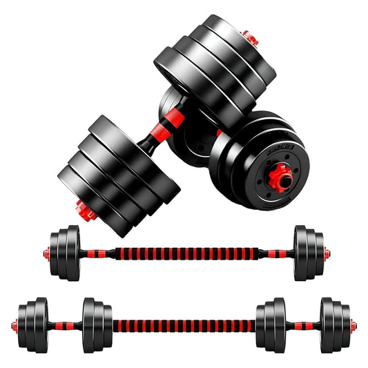 Adjustable Vinyl‑Coated Dumbbell & Barbell Set – 20 kg/25 kg/30 kg, 2‑in‑1 Strength Kit for Home Gym Workout