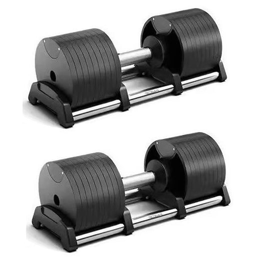Smooth Dial Adjustable Round Dumbbells – Steel Build, Anti‑Slip Handle, 24–45 kg Free Weights for Home Gym Strength Training in Compact Spaces