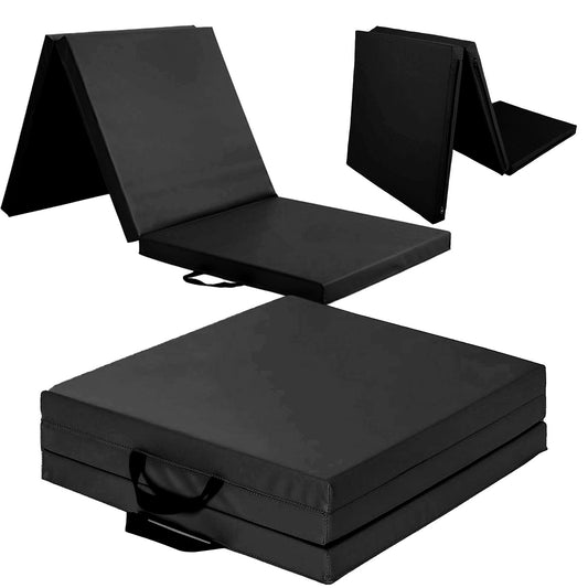 Tri-Fold Gymnastics Mat – 5cm Thick PU Leather, Non-Slip, Foldable Mat with Handles