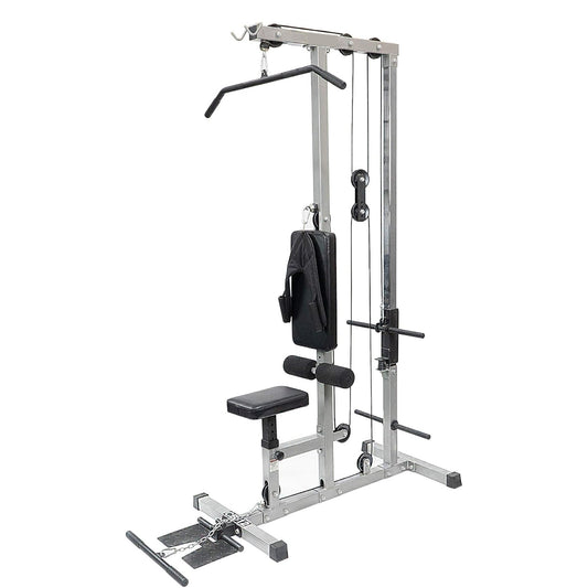 Upgrade Your Home Workouts with LAT Pulldown Machine – High & Low Pulley Cable Station, Adjustable Seat | 197x108x140cm | 100kg Capacity