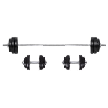 All-in-One 65kg Adjustable Dumbbell & Cast Iron Barbell Set , Knurled Grips, 2-in-1 Home Strength Kit for Compact Gym Spaces