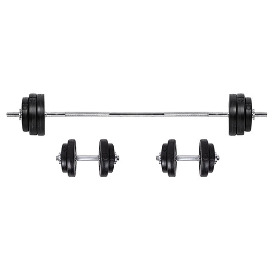 All-in-One 65kg Adjustable Dumbbell & Cast Iron Barbell Set , Knurled Grips, 2-in-1 Home Strength Kit for Compact Gym Spaces