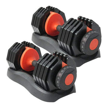 Home Gym Adjustable Dumbbell Set 25 kg Pair – 10-in-1 Each | 2.5–25 kg Range | Quick-Dial Weight System with Safety Locking for Strength Training