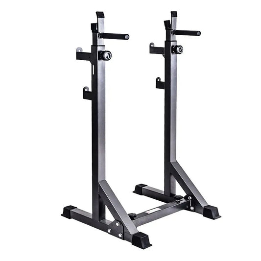 Adjustable Half Squat Rack with Dip Bars, Spotters & Barbell Options | 200KG Load | Compact Steel Power Stand for Squats, Presses, Dips & Full Body Training