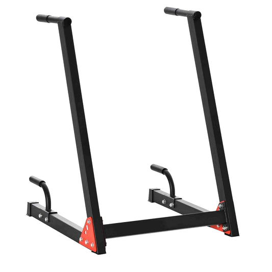 Heavy-Duty Dip Station for Upper Body Workouts – Compact Steel Stand for Dips, Leg Raises & Calisthenics | 200kg Capacity | Red & Black Home Gym Equipment