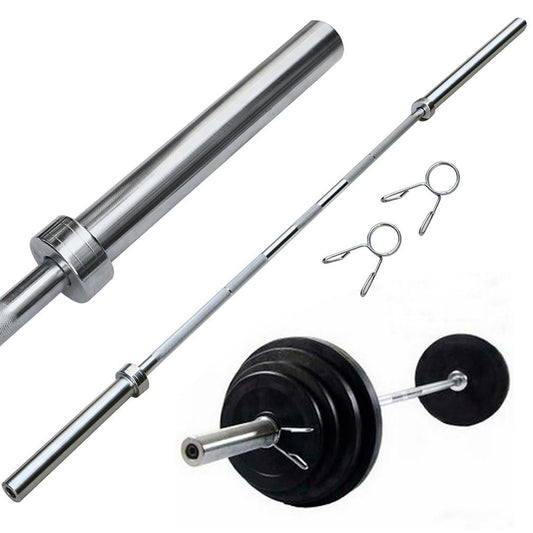 Versatile Olympic 2" Barbell in 4ft, 5ft, 6ft & 7ft Lengths – Premium Powerlifting Bar with Spring Collars for Squat, Deadlift, Bench Press & Strength Training