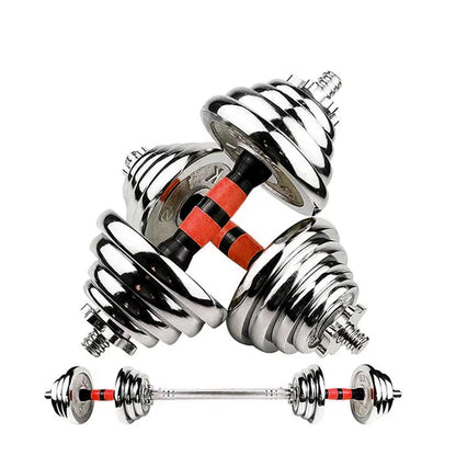 Transform Your Home Workouts with 20kg Steel Adjustable Dumbbell Barbell Set – Compact 2-in-1 Cast Iron Weights with Connector, Non-Slip Grip & Rust-Free Finish