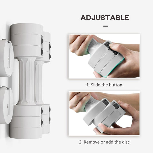 Compact Adjustable Dumbbells – 3‑in‑1 Design, 2×2.5 to 2×10 kg – Ideal for Strength Training & Small-Space Home Gyms