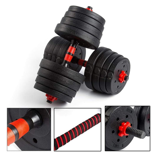 Adjustable Vinyl‑Coated Dumbbell & Barbell Set – 20 kg/25 kg/30 kg, 2‑in‑1 Strength Kit for Home Gym Workout