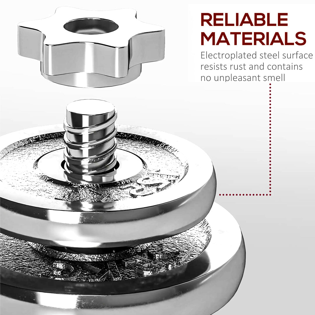 Transform Your Home Workouts with 20kg Steel Adjustable Dumbbell Barbell Set – Compact 2-in-1 Cast Iron Weights with Connector, Non-Slip Grip & Rust-Free Finish