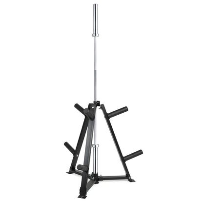 Vertical Weight Plate & Barbell Storage Rack – 300kg Capacity | Heavy-Duty Steel Frame, 6 Clamps for Secure Hold | Space-Saving Gym Stand for Plates & Dumbbells