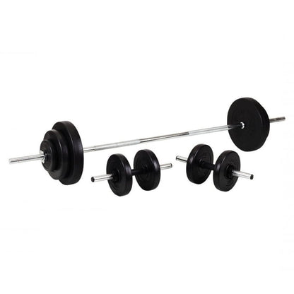 All-in-One 65kg Adjustable Dumbbell & Cast Iron Barbell Set , Knurled Grips, 2-in-1 Home Strength Kit for Compact Gym Spaces