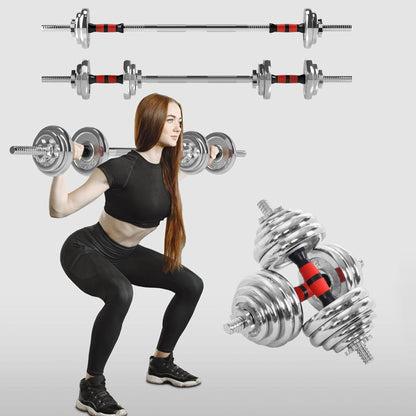 Transform Your Home Workouts with 20kg Steel Adjustable Dumbbell Barbell Set – Compact 2-in-1 Cast Iron Weights with Connector, Non-Slip Grip & Rust-Free Finish