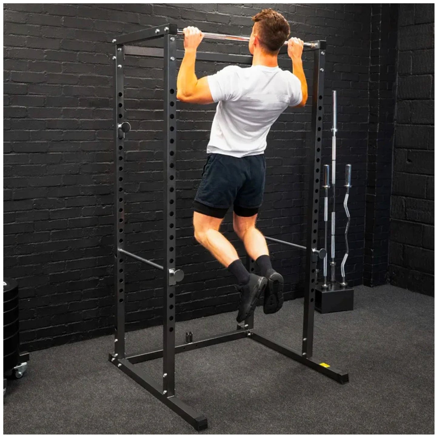 G100 Heavy Duty Power Rack with Pull Up Bar Adjustable Squat Cage for Full Body Strength Workouts Expandable Commercial Grade Home Gym Equipment