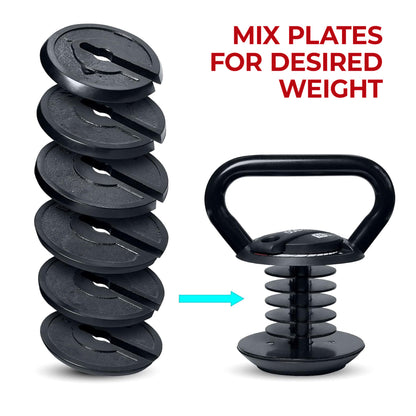 18kg Multi-Weight Adjustable Kettlebell – Compact Set (3.4kg to 18kg) with Quick-Lock for Home Workouts, Full-Body Strength & Endurance Training