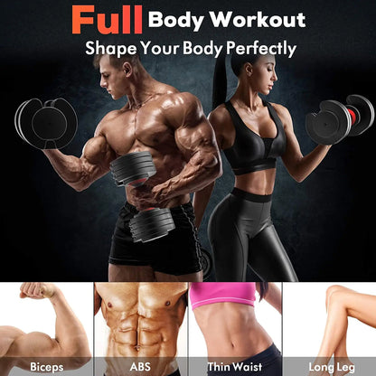 Home Gym Adjustable Dumbbell Set 25 kg Pair – 10-in-1 Each | 2.5–25 kg Range | Quick-Dial Weight System with Safety Locking for Strength Training