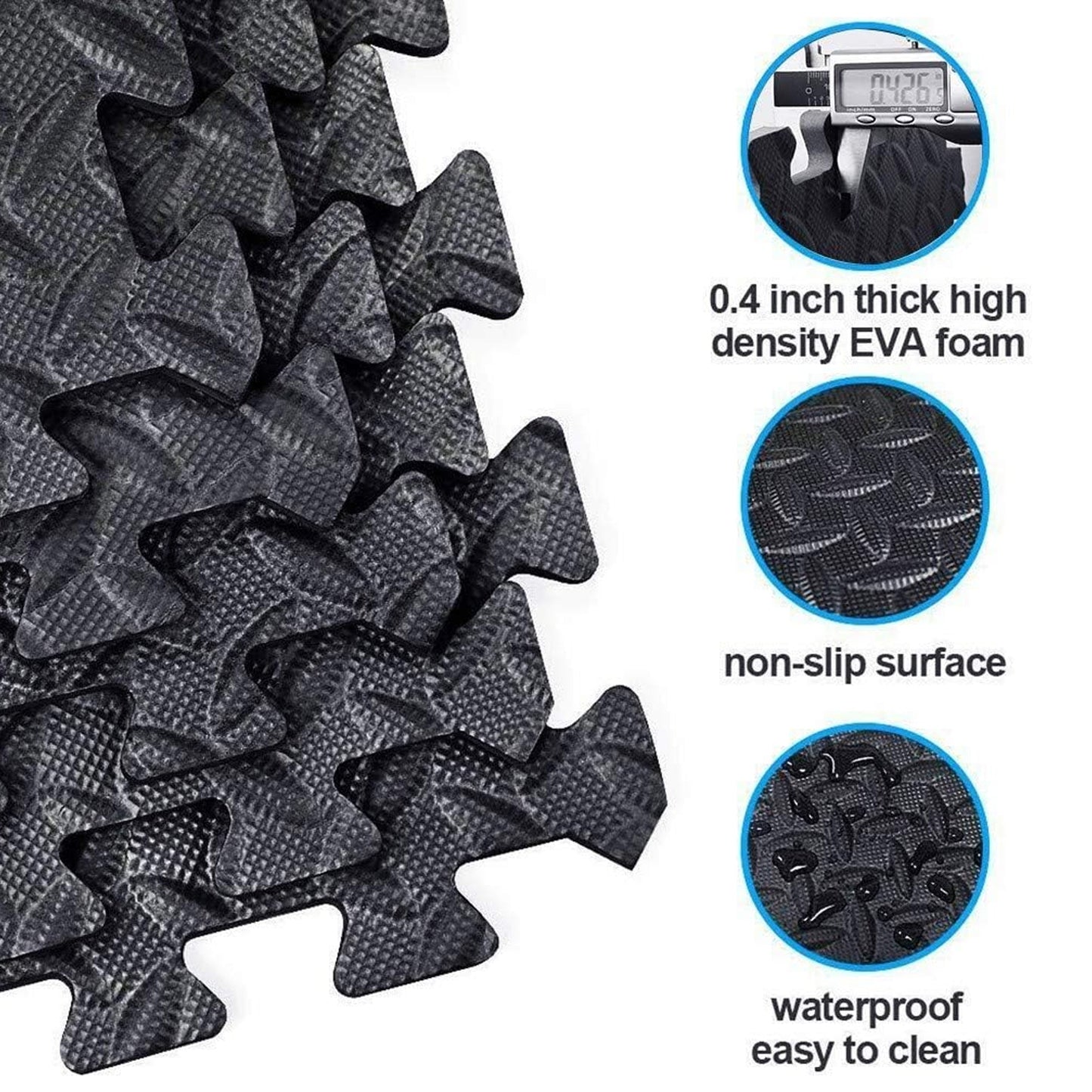 Heavy-Duty EVA Foam Interlocking Puzzle Mats | 10mm Non-Slip Gym Flooring Tiles | Shock-Absorbing Rubber Surface for Home, Garage, Studio & Fitness Areas