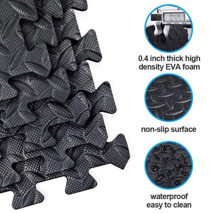 Heavy-Duty EVA Foam Interlocking Puzzle Mats | 10mm Non-Slip Gym Flooring Tiles | Shock-Absorbing Rubber Surface for Home, Garage, Studio & Fitness Areas