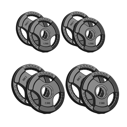 Black Rubber-Coated Tri-Grip Olympic Weight Plate – Cast Iron, 2" Centre Hole for Versatile Strength Training