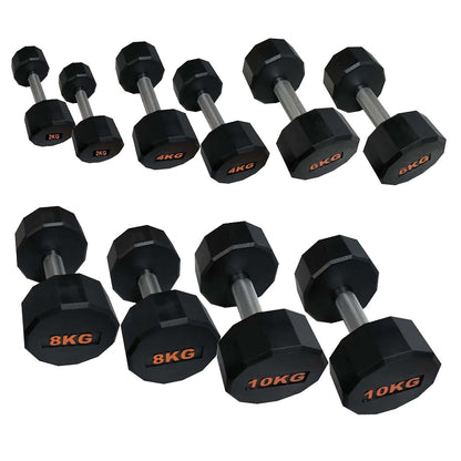 Anti-Roll Hex Dumbbells, Durable Rubber Finish & Knurled Handles – Strength & Conditioning Tools for Home Gym Fitness
