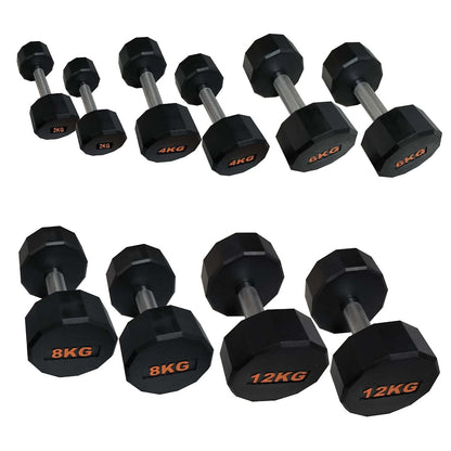 Anti-Roll Hex Dumbbells, Durable Rubber Finish & Knurled Handles – Strength & Conditioning Tools for Home Gym Fitness