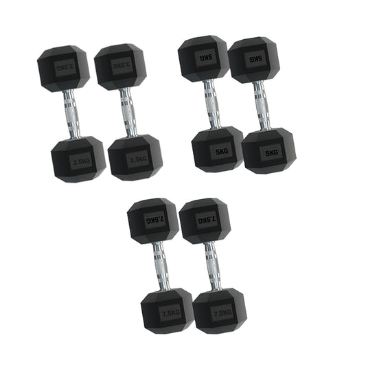 3-Pair Hex Dumbbell Set 2.5kg–15kg with Optional Tier 3 Rack – Rubber-Coated, Anti-Roll Hex Weights for Compact Home, Garage, or Studio Gym Storage & Training