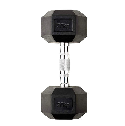 Hex Dumbbells 2.5kg–60kg – Pairs & Sets Available – Rubber Coated Anti Roll Weights with Chrome Handles – Full Dumbbell Range for Strength Training at Home or Studio