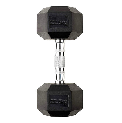 Hex Dumbbells 2.5kg–60kg – Pairs & Sets Available – Rubber Coated Anti Roll Weights with Chrome Handles – Full Dumbbell Range for Strength Training at Home or Studio