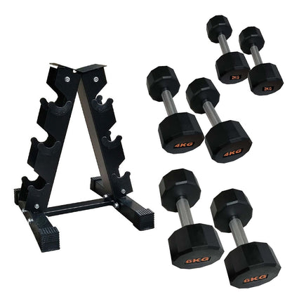Anti-Roll Hex Dumbbells, Durable Rubber Finish & Knurled Handles – Strength & Conditioning Tools for Home Gym Fitness