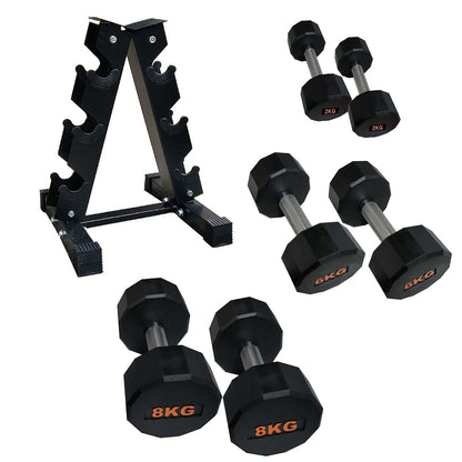 Anti-Roll Hex Dumbbells, Durable Rubber Finish & Knurled Handles – Strength & Conditioning Tools for Home Gym Fitness