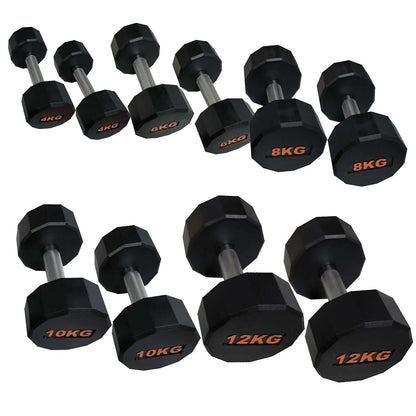 Anti-Roll Hex Dumbbells, Durable Rubber Finish & Knurled Handles – Strength & Conditioning Tools for Home Gym Fitness