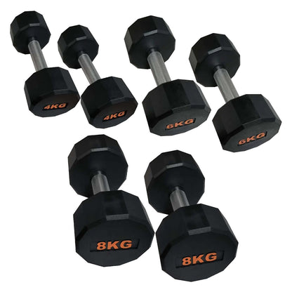 Anti-Roll Hex Dumbbells, Durable Rubber Finish & Knurled Handles – Strength & Conditioning Tools for Home Gym Fitness
