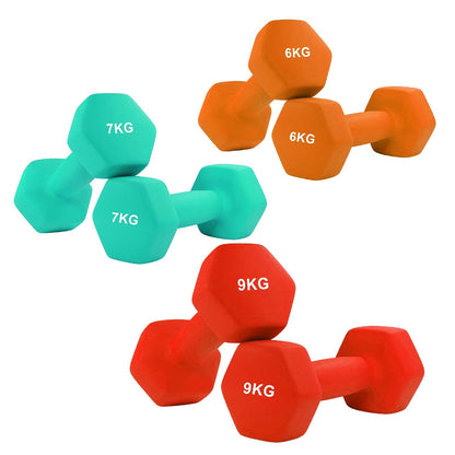 Hex Neoprene Dumbbells – Anti‑Roll, Non‑Slip Grip, Sold as Singles, Pairs, or Sets for Home Gym Strength Workouts