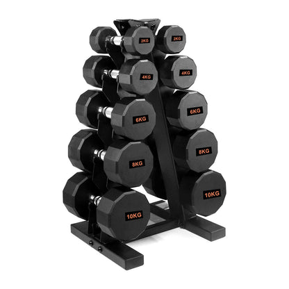 Anti-Roll Hex Dumbbells, Durable Rubber Finish & Knurled Handles – Strength & Conditioning Tools for Home Gym Fitness