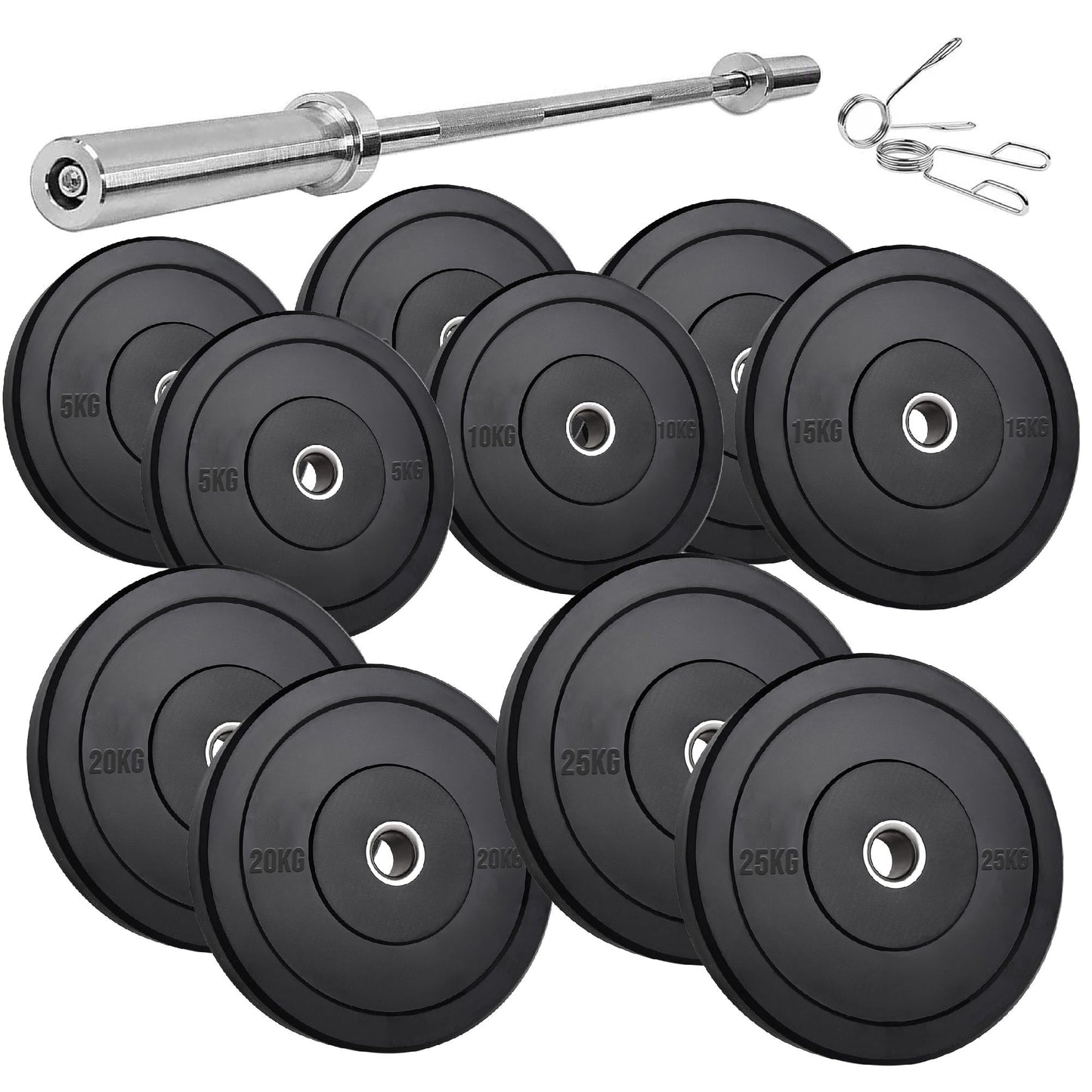 High-Performance Bumper Plates 5KG to 25KG for Olympic Lifting CrossFit and Strength Training Available in Singles Pairs or Sets Fits All 2 Inch Olympic Barbells
