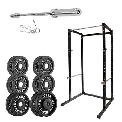 G100 Heavy Duty Power Rack with Pull Up Bar Adjustable Squat Cage for Full Body Strength Workouts Expandable Commercial Grade Home Gym Equipment