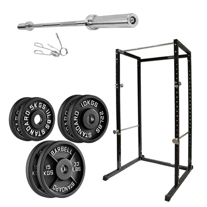 G100 Heavy Duty Power Rack with Pull Up Bar Adjustable Squat Cage for Full Body Strength Workouts Expandable Commercial Grade Home Gym Equipment