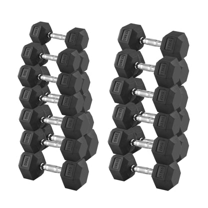 Complete Hex Dumbbell Set 11 Pairs (2.5kg–30kg) with Optional 3-Tier Rubber-Coated Rack – Anti-Roll, Ergonomic Handles for Home & Studio Strength Training