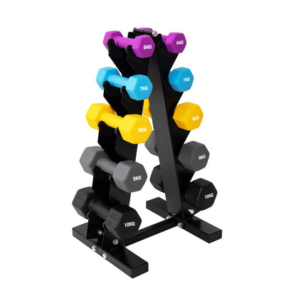 Upgrade Your Gym with Neoprene Dumbbell Tree Rack – 3 & 5 Tier Vertical Weights Stand | Compact Steel Holder for Home & Studio | Optional Dumbbell Set