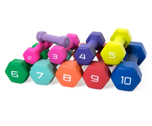 Hex Neoprene Dumbbells – Anti‑Roll, Non‑Slip Grip, Sold as Singles, Pairs, or Sets for Home Gym Strength Workouts