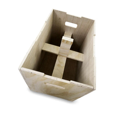 Wooden crate with handles on a white background