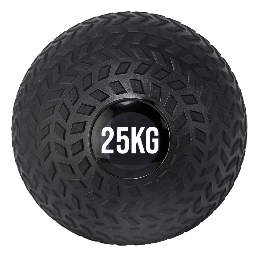 Black exercise ball with '20KG' marking on a white background